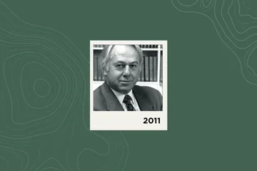 Photograph of David Barker on a green background