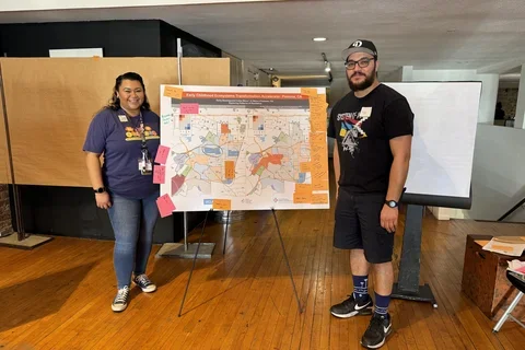 Photograph of two data chat participants