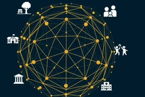 Illustration of a network diagram that shows the complexity of the ecosystem