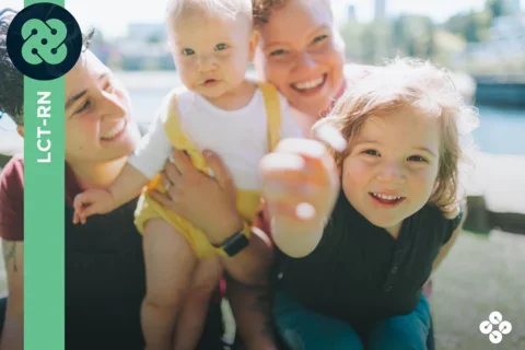 Photograph of family smiling