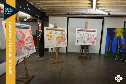 Photograph of data chat maps that were held in Pomona, CA