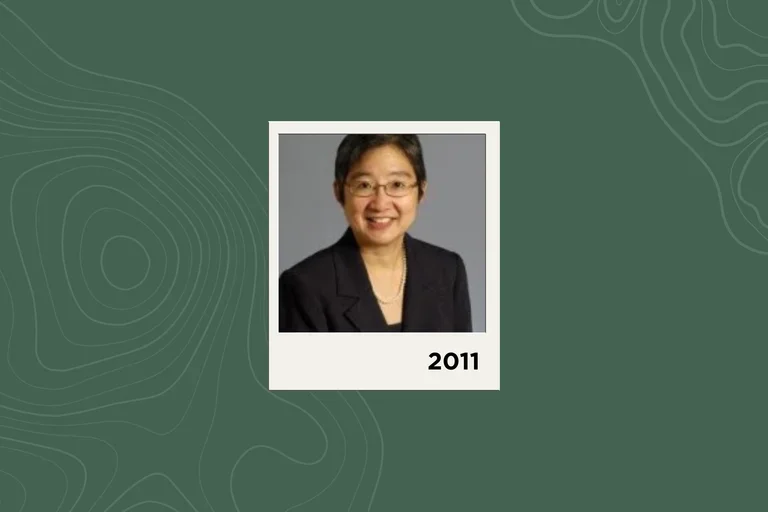Tina Cheng on a green background